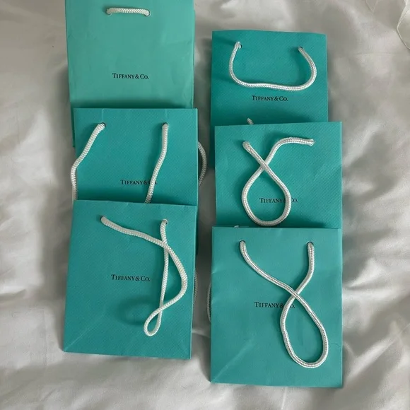 Tiffany & Co. Blue Gift Bags with White Ribbons - Picture 2 of 2